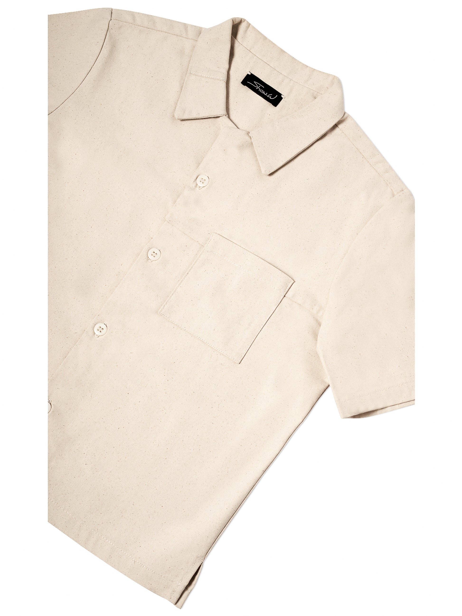 Ivory Canvas Button Up Shirt