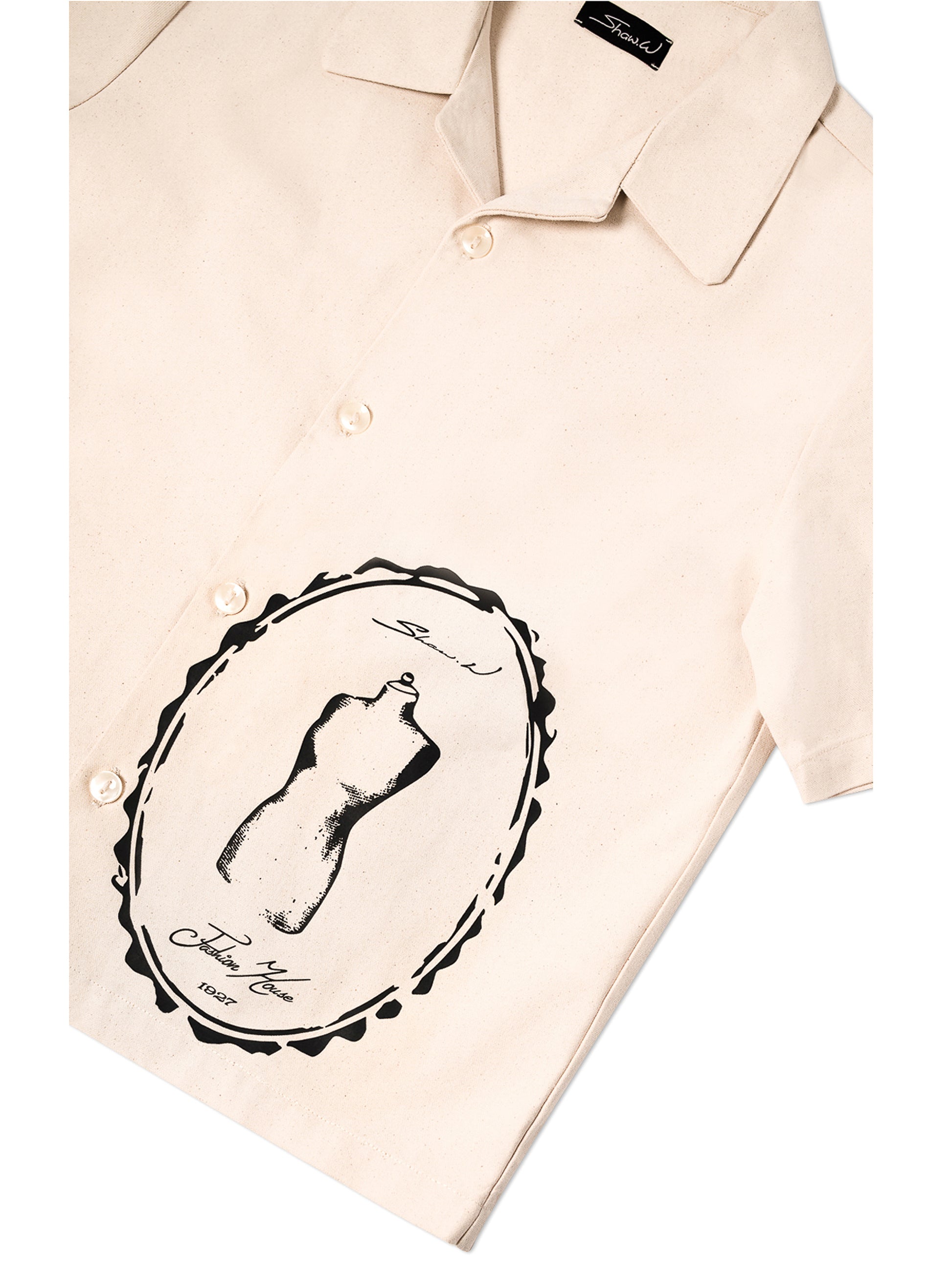 Ivory Canvas Frame Button Up Shirt