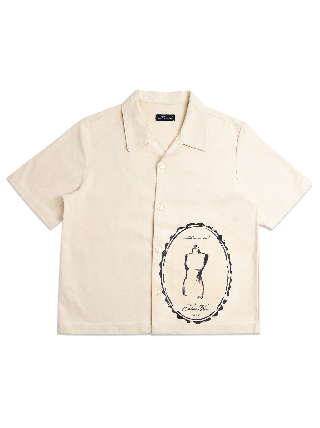 Ivory Canvas Frame Button Up Shirt