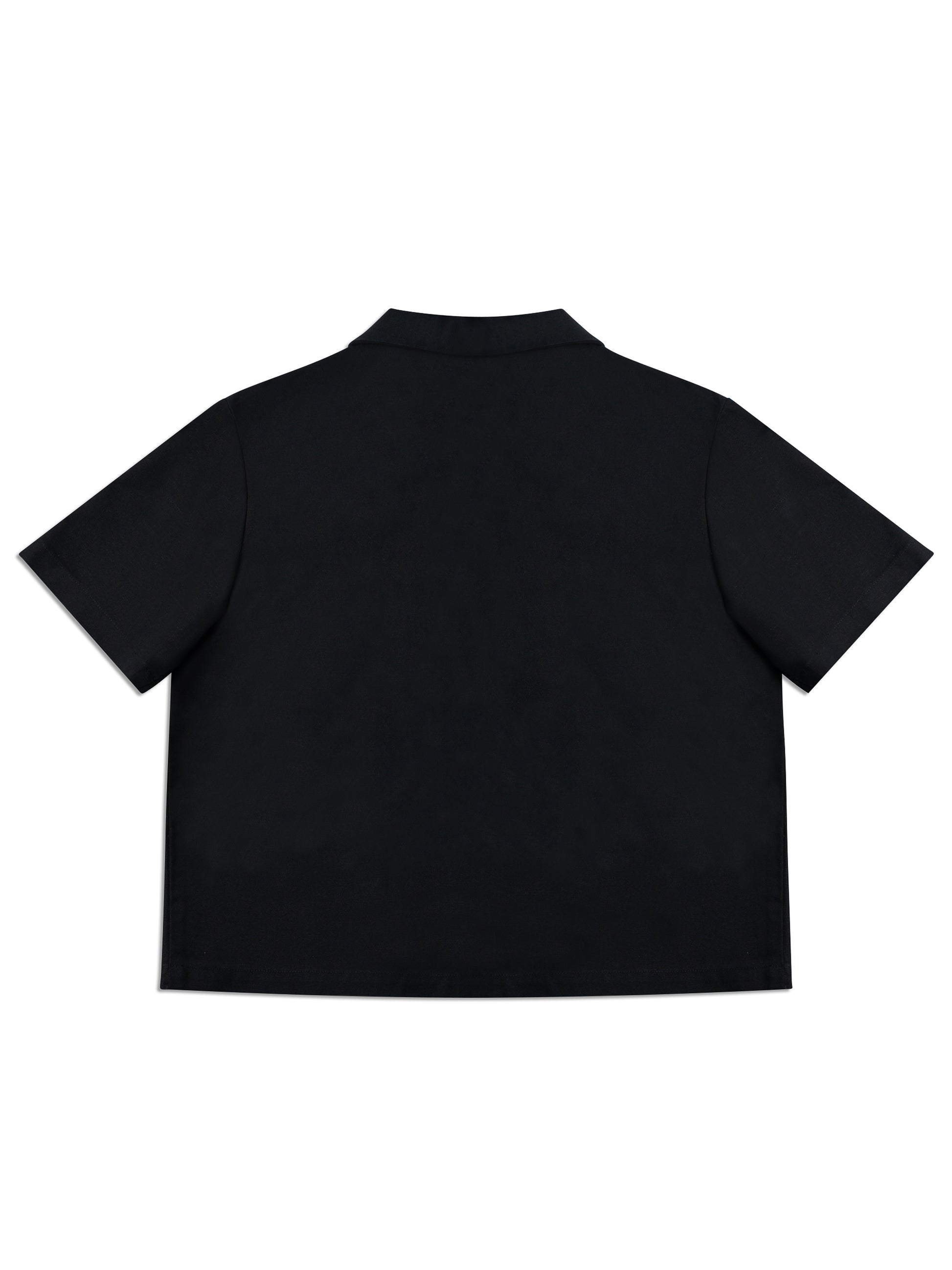 Black Canvas Patch Button Up Shirt
