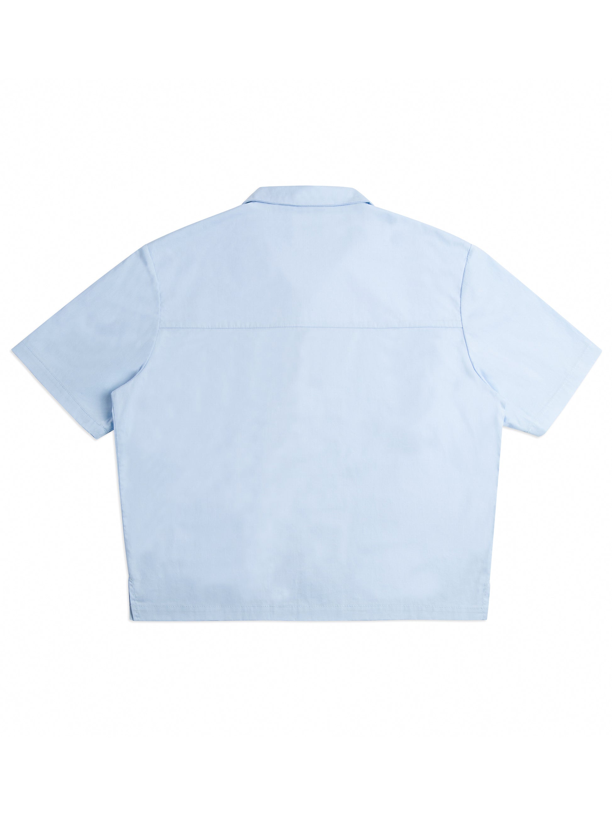 Sky Blue Varsity Poplin Button Up Shirt