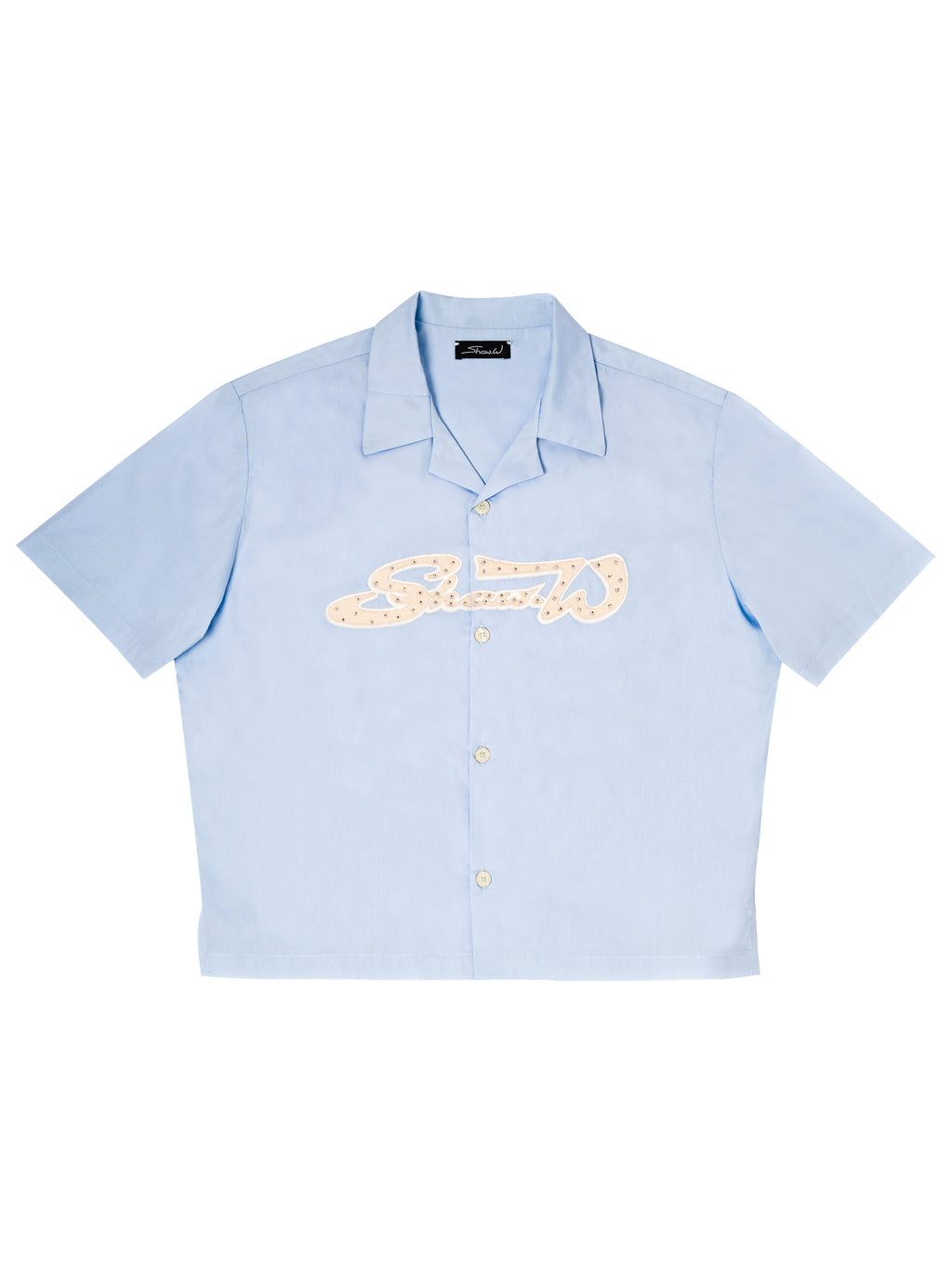 Sky Blue Varsity Poplin Button Up Shirt